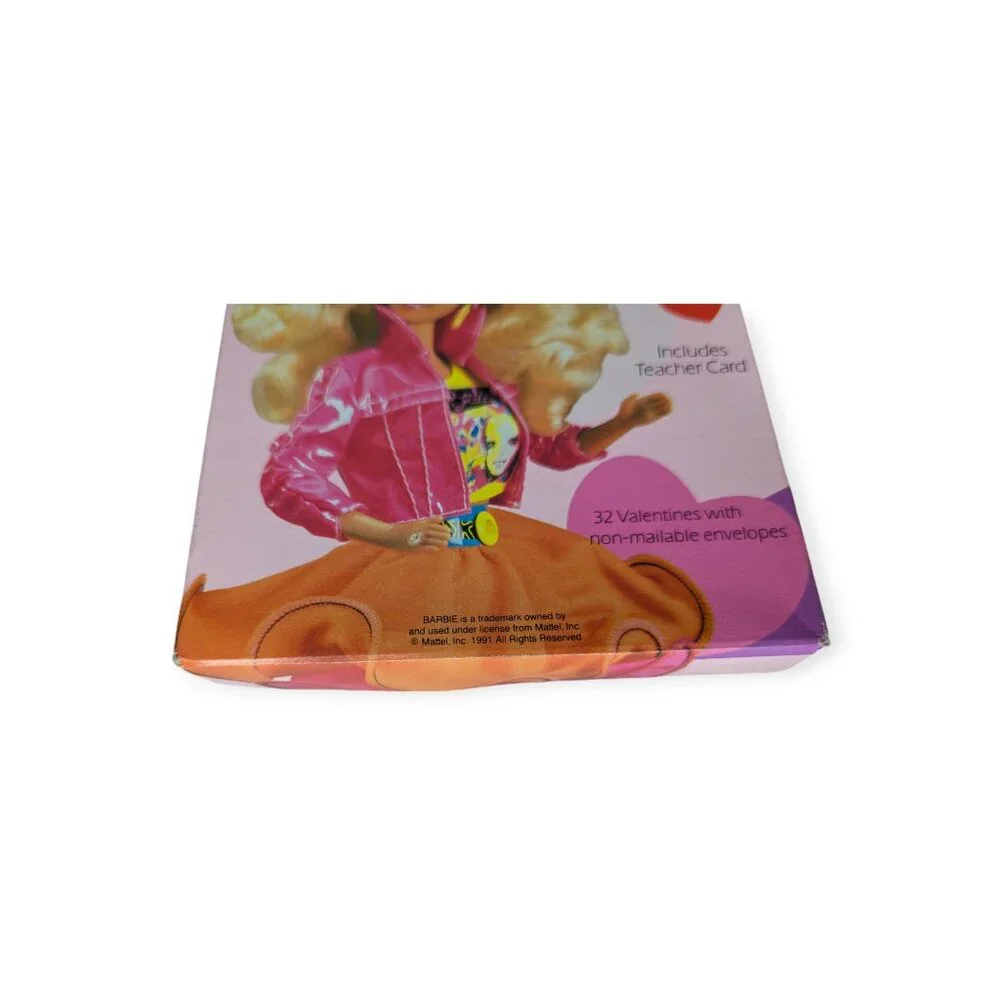 Vintage 1991 Mattel Barbie Valentine Cards 32 Count w/Teacher Card NIB Sealed